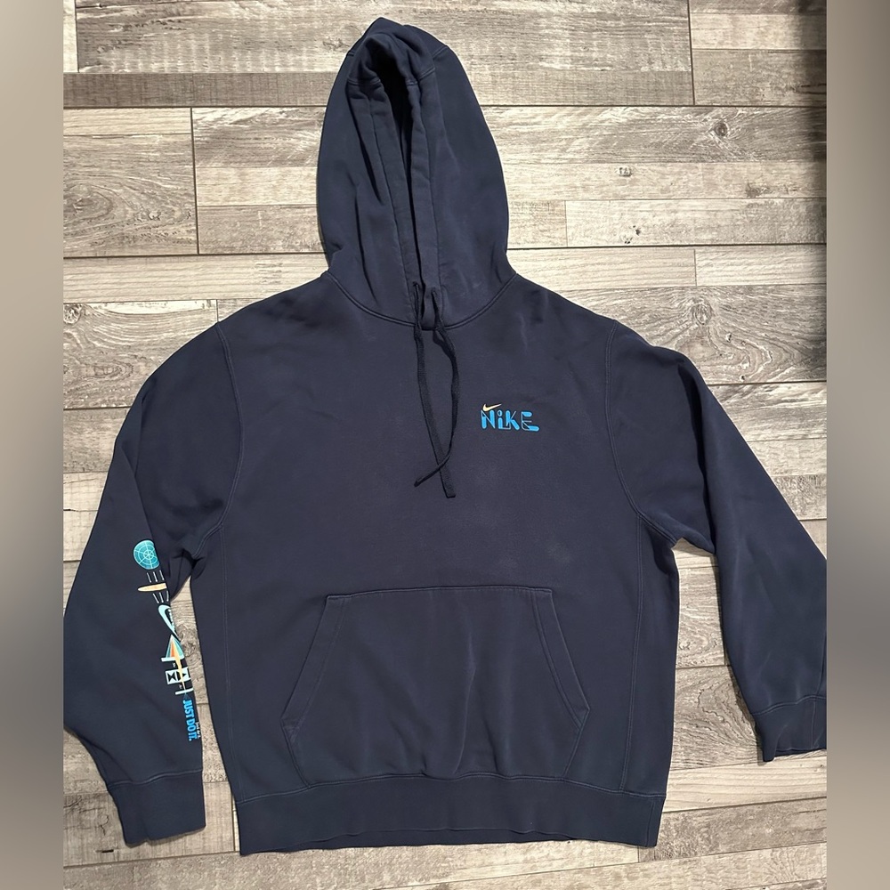 Nike Hoodie Mens L Blue Just Do It Planets Solar System Sleeve Graphic Life Mars